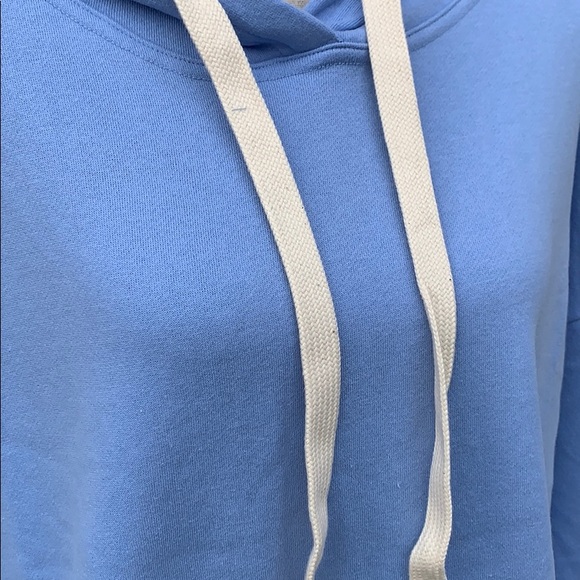 Blue Drawstring Hoodie Sweatshirt Tunic Top - Picture 4 of 8
